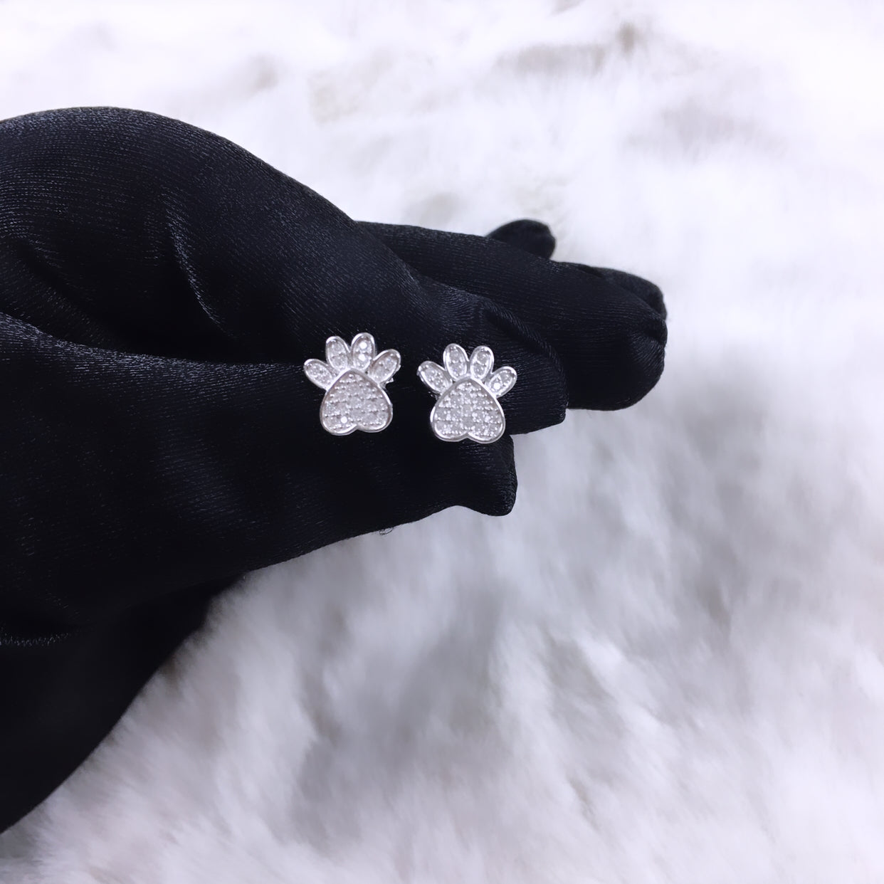 Heart Dog Paw Earrings